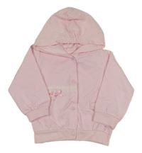 Světlerůžová propínací mikina s krajkou a kapucí 