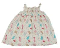 Bílo-barevné puntíkaté šaty se zmrzlinami Topolino