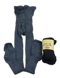 Nové - 2x punčocháče - tmavošedé + tmavomodré