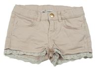 Světlerůžové riflové kraťasy s krajkou H&M