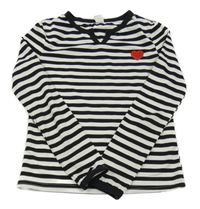 Černo-bílé pruhované triko se srdcem Shein