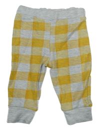 Žluto-šedé kostkované tepláky 