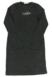 Černé žebrované úpletové šaty s nápisem Primark