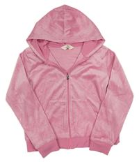 Světlerůžová plyšová propínací mikina s kapucí H&M