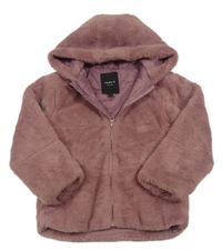 Starorůžová kožešinová podšitá bunda s kapucí Name it