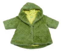 Zelený kožešinový lehce zateplený kabát s kapucí Marese 