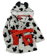 Šedý chlupatý župan s Mickeym a kapucí Primark