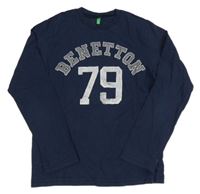 Tmavomodré triko s logem Benetton