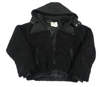 Černá huňato/šusťáková zimní bunda s kapucí F&F