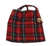 Červeno-šedá kostkovaná čepice s myškou 