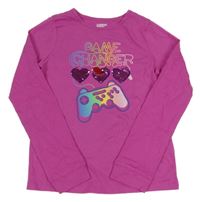 Růžové triko s ovladačem a flitry Lands End