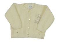 Smetanový propínací svetr s medvídkem Melanie