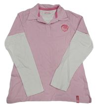 Růžovo-bílé triko s erbem a límečkem TCM 