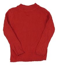 Červený žebrovaný svetr Tu