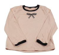 Světlerůžovo-černé tričko s mašlí 