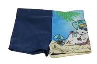 Tmaovmodro-modré nohavičkové plavky s jednorožcem Pummel