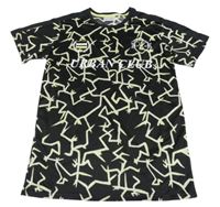 Černo-žluté vzorované sportovní tričko s nápisem Young Idols