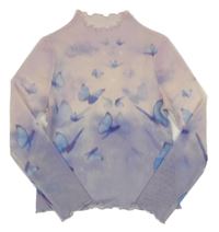 Růžovo-fialové síťované triko s motýly 