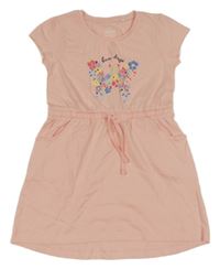 Broskvové bavlněné šaty s kytičkami Topolino