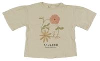 Béžové crop tričko s květy Tu