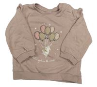 Starorůžová mikina se zajíčkem a volánky H&M