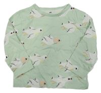 Světlezelené triko s ptáčky H&M