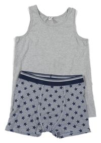 2set - Šedý nátělník + hvězdičkované boxerky 
