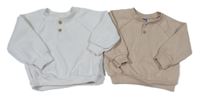 2x Béžová + bílá strukturovaná mikina Old Navy 