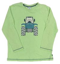 Světlezelené triko s traktorem Sanetta