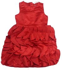 Červené saténové slavnostní šaty s volánky H&M