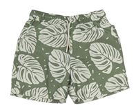 Khaki plážové kraťasy s bílými listy M&S