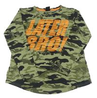 Khaki-černé army melírované triko s nápisy Chapter young