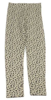 Světlebéžovo-černé vzorované teplákové legíny H&M