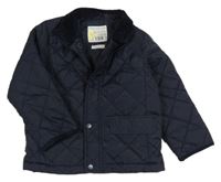 Tmavomodrá prošívaná šusťáková zateplená bunda s límečkem CRAFTED