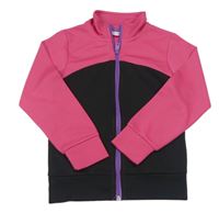 Černo-tmavorůžová propínací sportovní mikina Sports