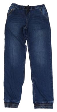 Tmavomodré cuff jogger teplákové rifle YIGGA