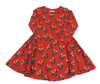 Červené šaty s pejsky s vánočním motivem Bluezoo