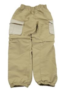 Béžové kostkované cargo šusťákové kalhoty s odepínacími nohavicemi Kiki&Koko