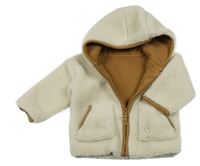 Smetanovo-hnědá huňatá podšitá bunda s kapucí Nutmeg