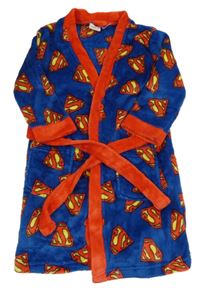 Safírovo-červený plyšový župan se znaky Supermana