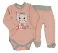 2Set - Broskvovo-světlešedé body s kočičkou + polodupky Tup Tam