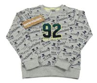 Nové - šedá melírovaná mikina s nápisy a číslem DJDUTCH JEANS