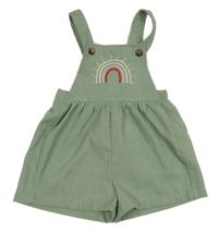 Olivové manšestrové laclové  kraťasy s duhou/sluníčkem SHEIN