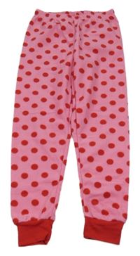 Růžovo-červené puntíkaté fleecové pyžamové kalhoty St. Bernard