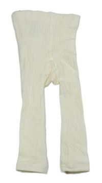 Smetanové žebrované punčocháče bez šlapiček H&M