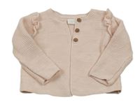 Světlerůžový propínací svetr s volánky Next