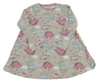 Světlešedá melírovaná noční košile s dinosaury a obláčky F&F