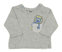 Světlešedé melírované triko se lvíčkem a kapsou Ergee