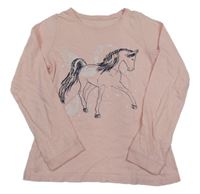 Světlerůžové triko s koněm - Peagas
