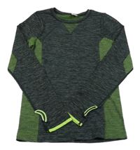 Černo-šedo-zelené melírované thermo triko s pruhy YIGGA